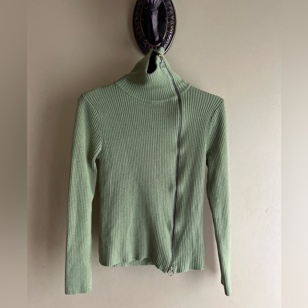 Twik Green Ribbed Zip Cardigan